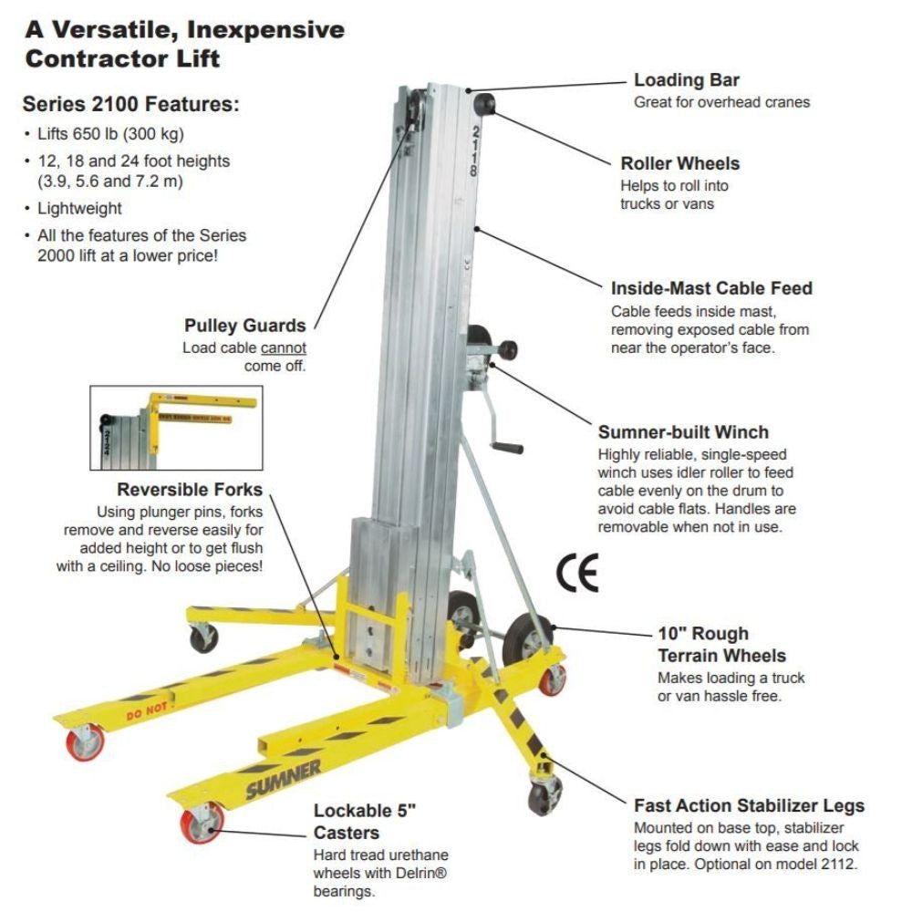 Sumner 783225 2112 12' Galvanized Series 2100 Contractor Lift, 650 lbs capacity - 2