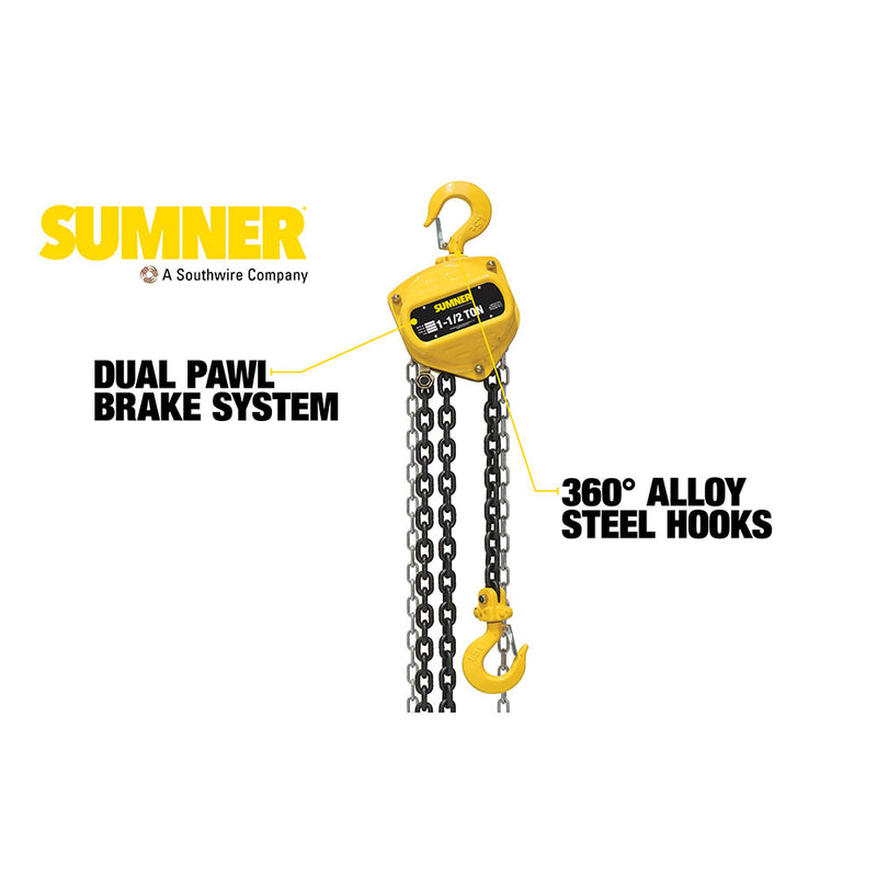 Sumner CB150C20 1-1/2T Chain Hoist 20' - 2