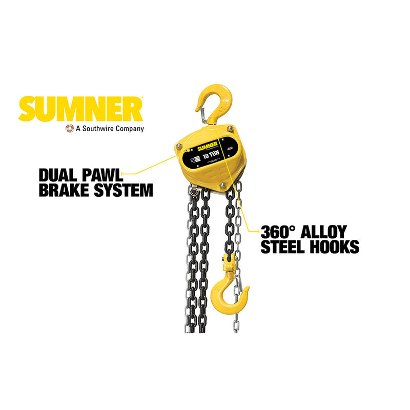 Sumner CB1KC20 10T Chain Hoist 20' - 2