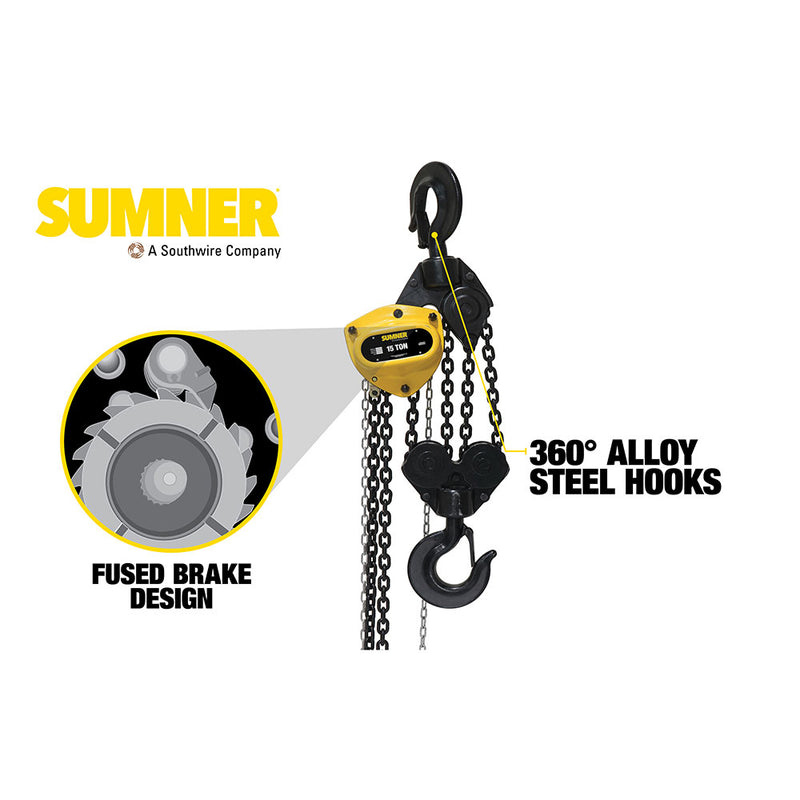 Sumner PCB1KC20 10T Chain Hoist 20' Lift - 2