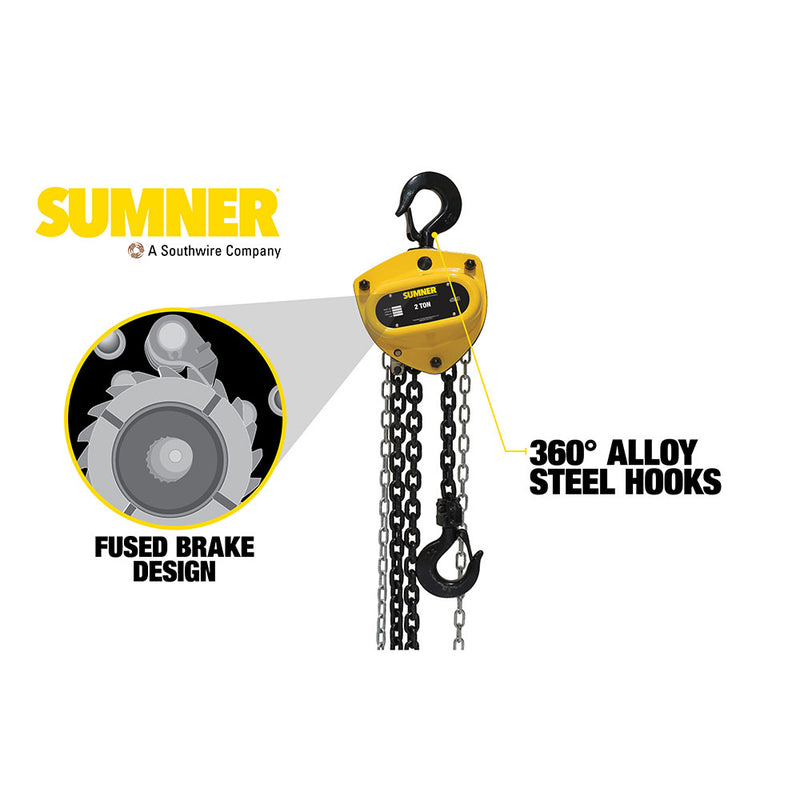 Sumner PCB200C10 2T Chain Hoist 10' Lift - 2