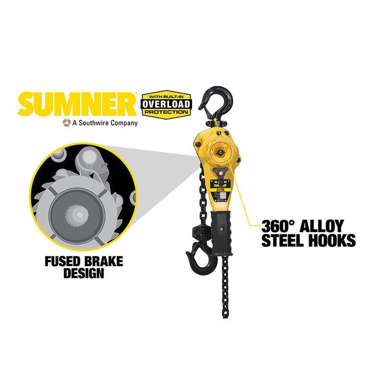 Sumner PLH080C15WO .8T LVR Hoist 15' Lift and Overload Protection