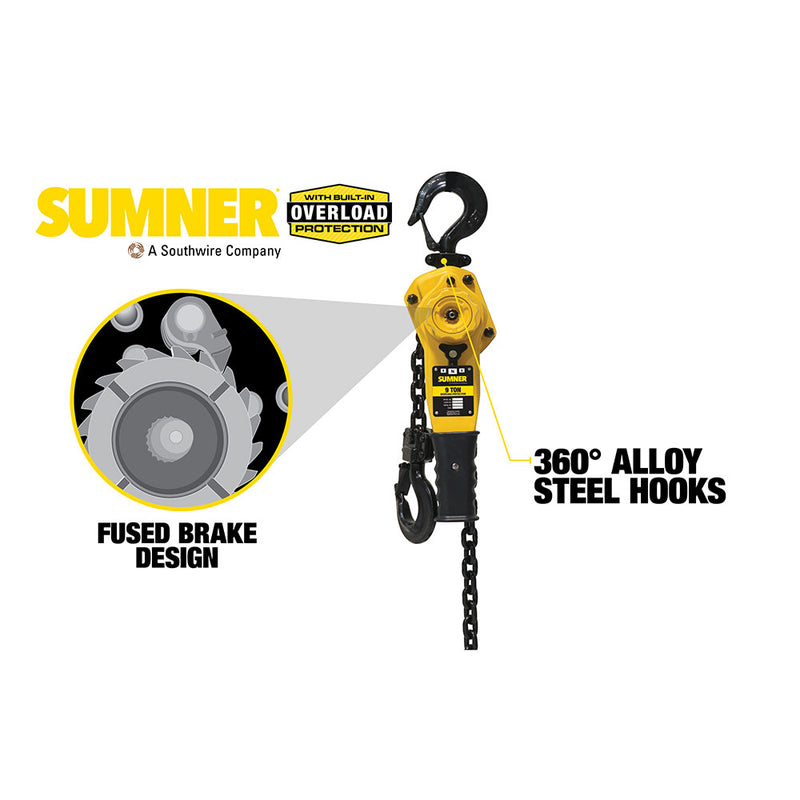 Sumner PLH900C10WO 9T LVR Hoist 10' Lift and Overload Protection